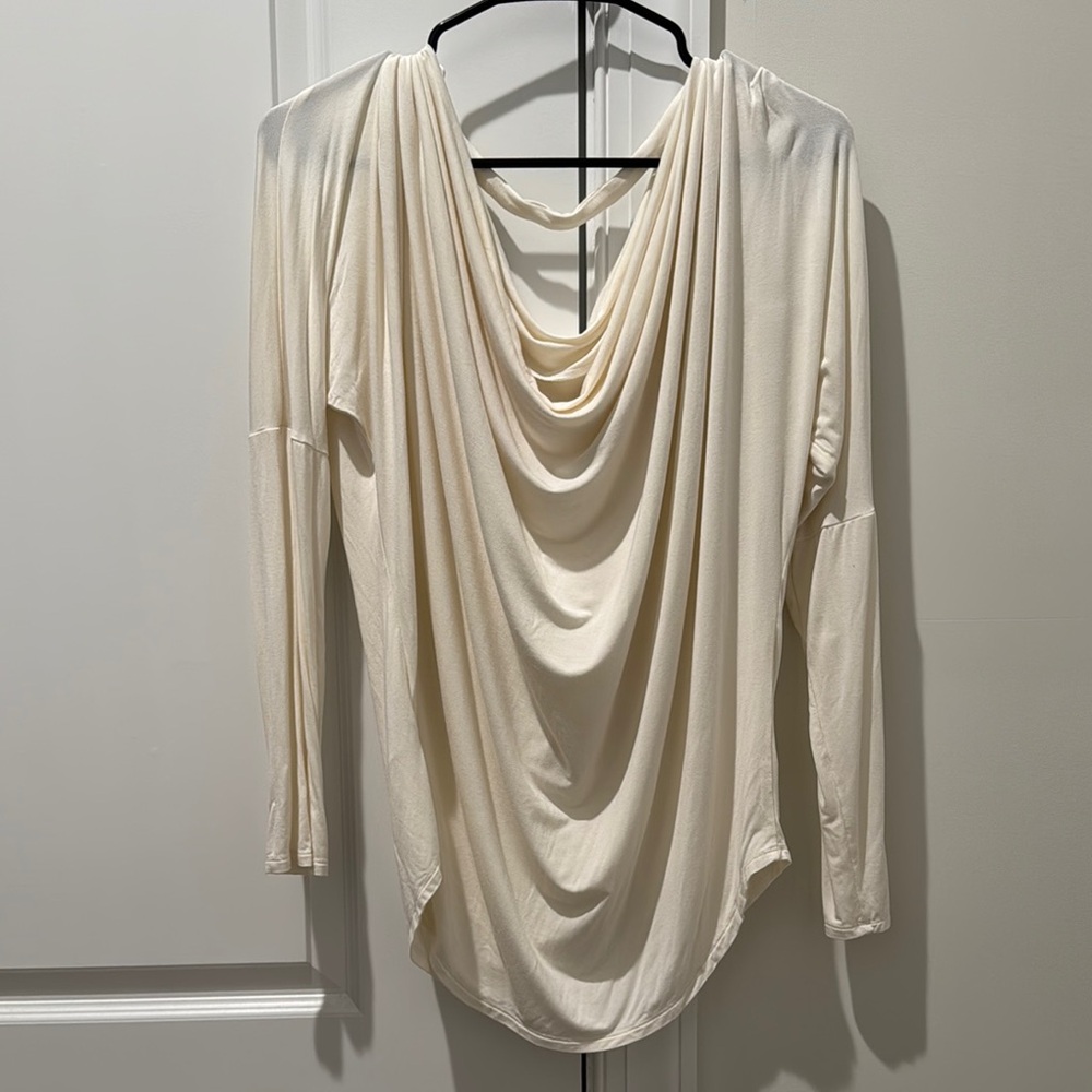 Express Elegant Cream Drape Top